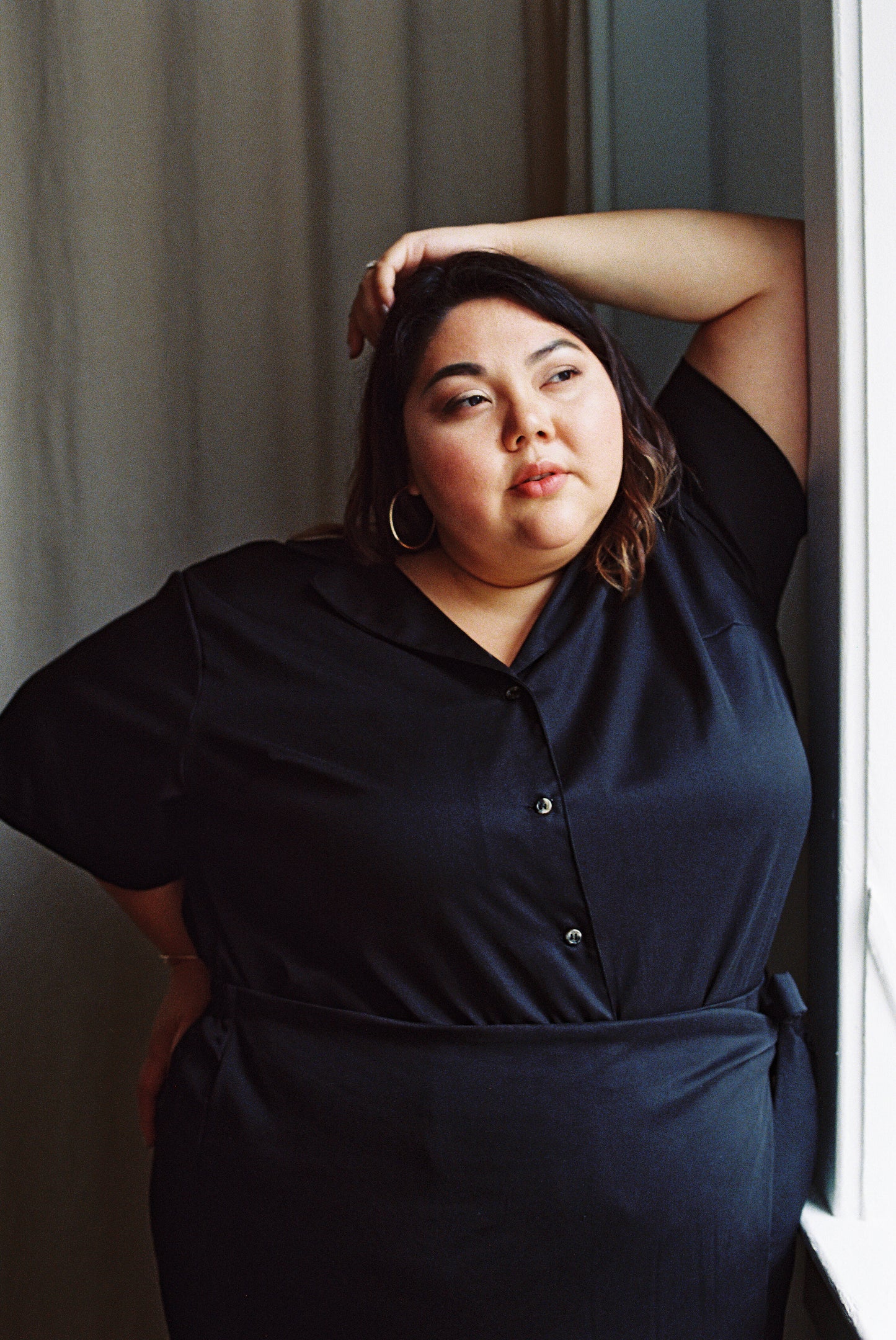 I AM BEAUTIFUL Blouse | Black Tencel Twill
