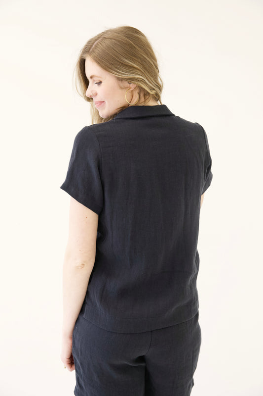 I AM BEAUTIFUL Blouse | Black Linen Twill