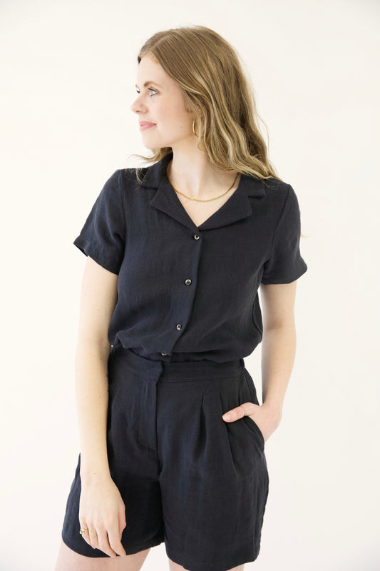 FABRIC | Black Linen Twill