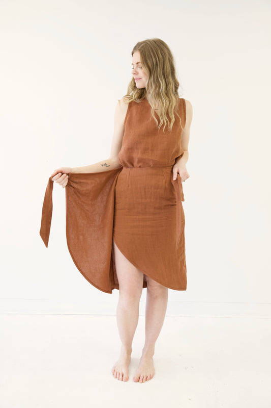 Ready To Ship | I AM ABUNDANT Mid-Length Skirt | Rust | S
