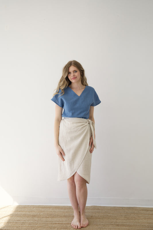 I AM ABUNDANT Mid-Length Skirt | Oatmeal
