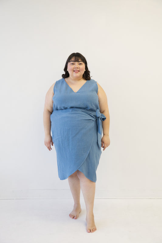 Ready To Ship | I AM ABUNDANT Mid-Length Skirt | Coastal Blue | XS