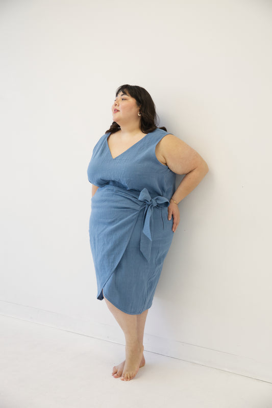 Ready To Ship | I AM ABUNDANT Mid-Length Skirt | Coastal Blue | XS