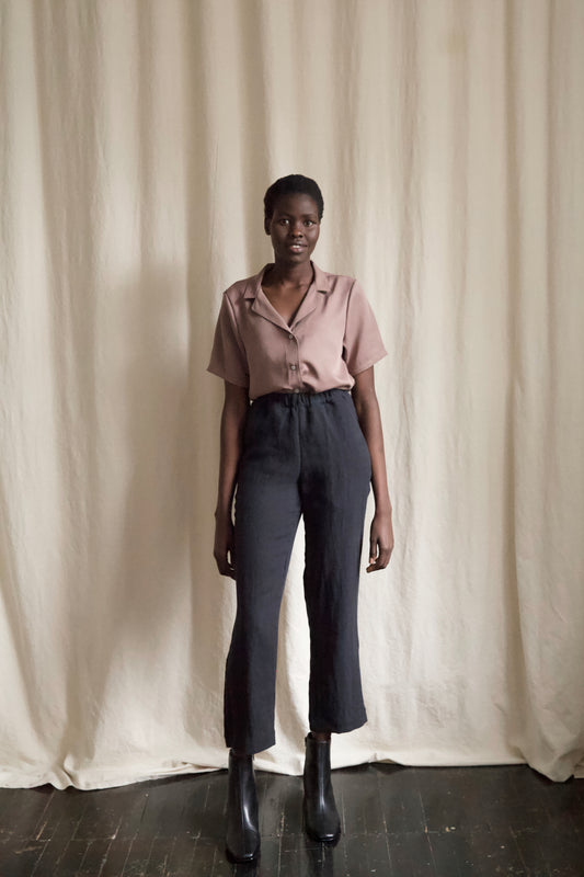 I AM GROUNDED Pants | Black Linen Twill