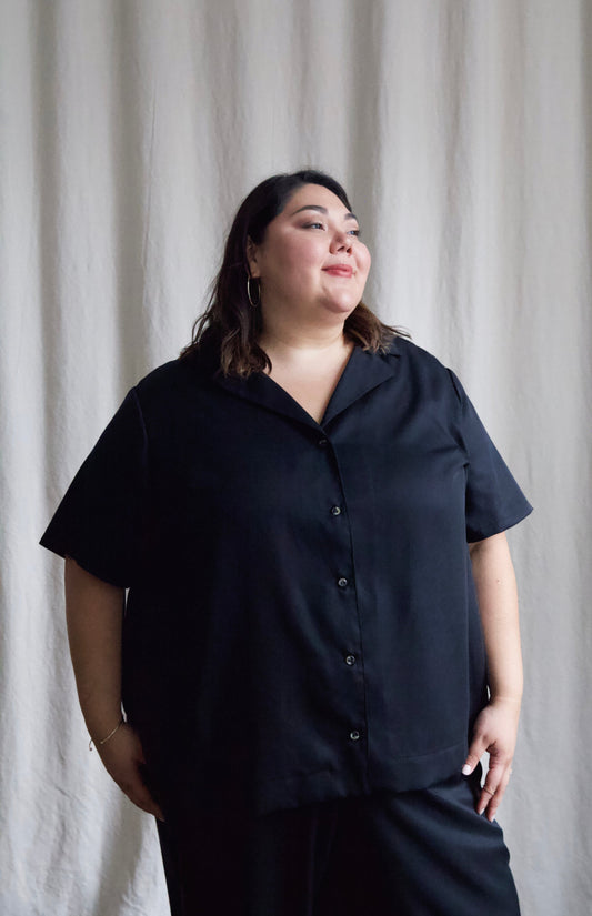 Ready To Ship | I AM BEAUTIFUL Blouse | Black Tencel Twill | 1X/2X