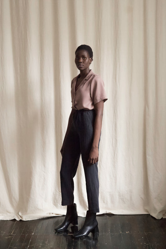 I AM GROUNDED Pants | Black Linen Twill