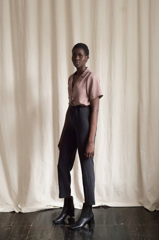 Ready To Ship | I AM GROUNDED Pants | Black Linen Twill | L